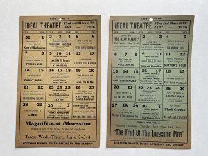 Vintage 1936 IDEAL Theatre 23rd St Louisville KY Movie Calendar Sign Lot of Two
