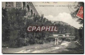 Old Postcard Roquefavour Three Bridges and the edges of the Arc