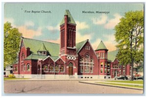 c1950's First Baptist Church Meridian Mississippi MS Vintage Postcard