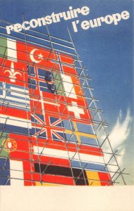 EUROPE RECONSTRUCTION FLAGS AUSTRIA COMMEMORATIVE CANCEL POSTCARD 1954