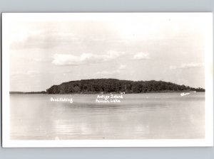 c1940 Antigo Island Pelican Lake Wisconsin WI Good Fishing RPPC Real Photo