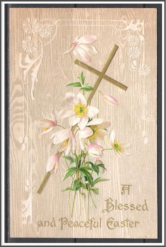 A Blessed & Peaceful Easter - Cross - Flowers - Embossed - [MX-180]