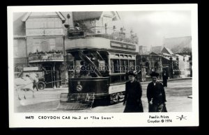 pp2462 - Croydon Tram No.2 at The Swan Public House - Pamlin Postcard No.M475