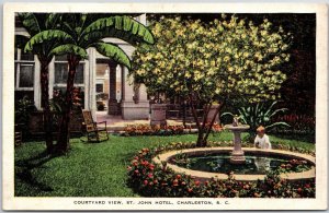 Charleston South Carolina SC, Courtyard View, St. John Hotel, Vintage Postcard