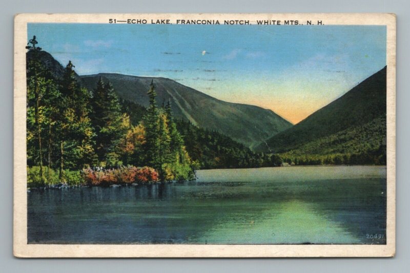 Echo Lake Franconia Notch White Mountains Vintage Postcard 