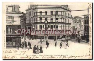 Old Postcard Amiens Place Gambetta Clock Dewailly