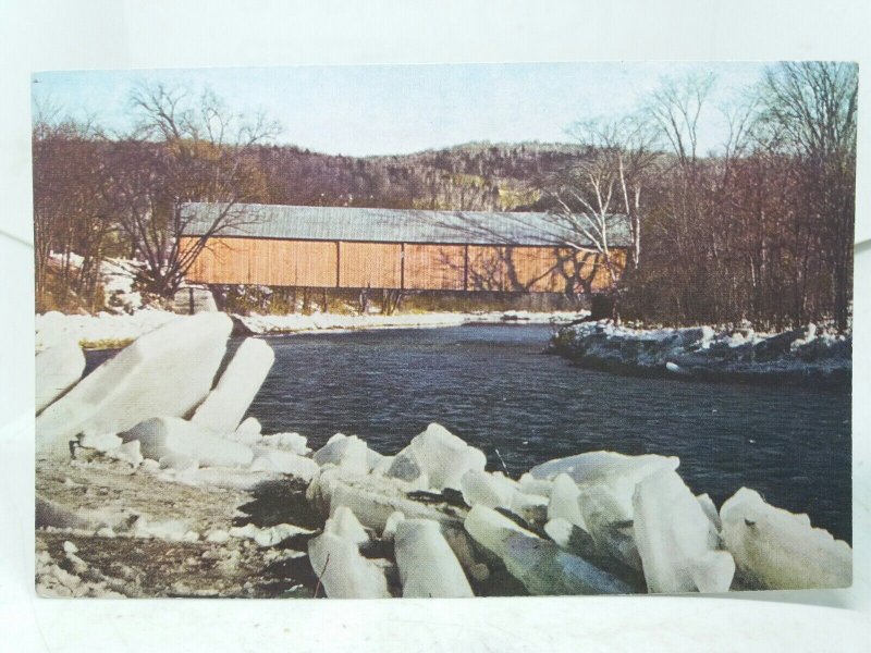Spring Thaw on the Ottauquechee River Vermont Vintage Postcard Large Chunks Ice