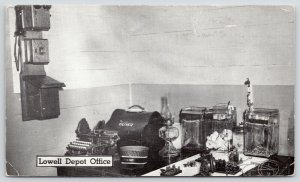 Minden Nebraska~Typewriter~Wall Phone~Lowell Depot Office~Oliver's Bag~1950s B&W