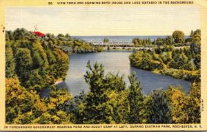 New York Rochester View From Zoo Showing Bath House and Lake Ontario Curteich