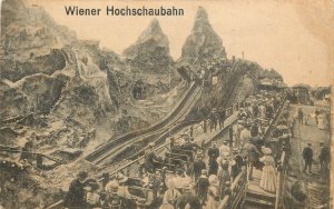 Vintage Postcard Vienna Austria Roller Coaster Hochschbahn Amusement Park