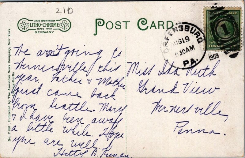 Postcard First Presbyterian Church Greensburg PA 1909