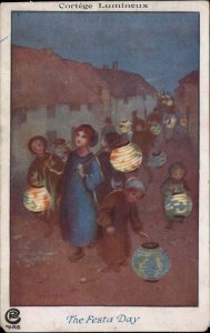 Chinese & Japanese Lanterns Children The Festa Day Faulkner 1268A c1910 Postcard