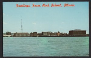 Illinois ROCK ISLAND Greetings from as seen from Davenport, Iowa ~ Chrome
