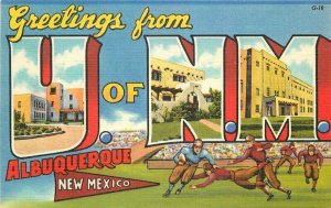 Albuquerque New Mexico Football large letters University Postcard Teich 7975