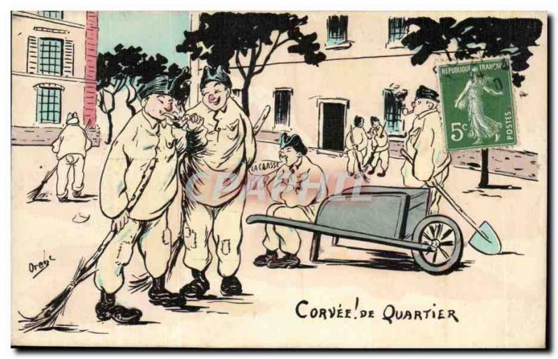 Old Postcard Illustrator Orede district Corvee (militaria)