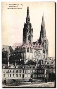 Chartres Cathedral Old Postcard The View taken place Chatelet