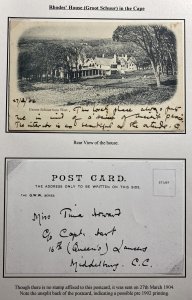 Mint South Africa RPPC Real Picture Postcard Cecil Rhodes House