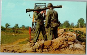 Sighting and Aiming Bazooka Gun Camp Drum NY Vintage Postcard A03