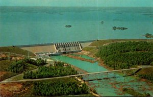 South Carolina Aerial View Of Hartwell Dam & Reservoir Between Anderson & Har...