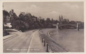 Switzerland Basel Rheinweg mit Blick auf das Muenster