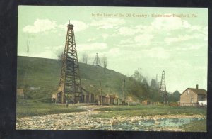 BRADFORD PENNSYLVANIA PA. THE HEART OF OIL COUNTRY OIL WELL VINTAGE POSTCARD