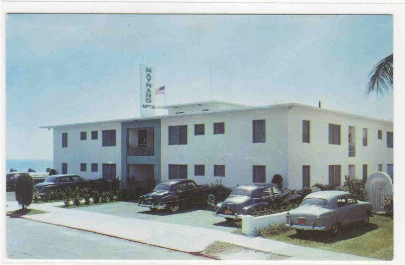 The Maynard Cars Fort Lauderdale Florida 1950s postcard