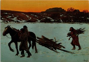 Bringing in the Firewood 1912 Henry Ferry Native Americans Horse Postcard