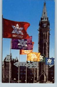 Postcard-Canada Confederation 1967 Centennial Flags..