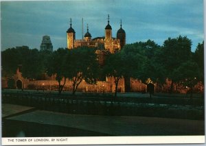 postcard England UK - Tower of London by night