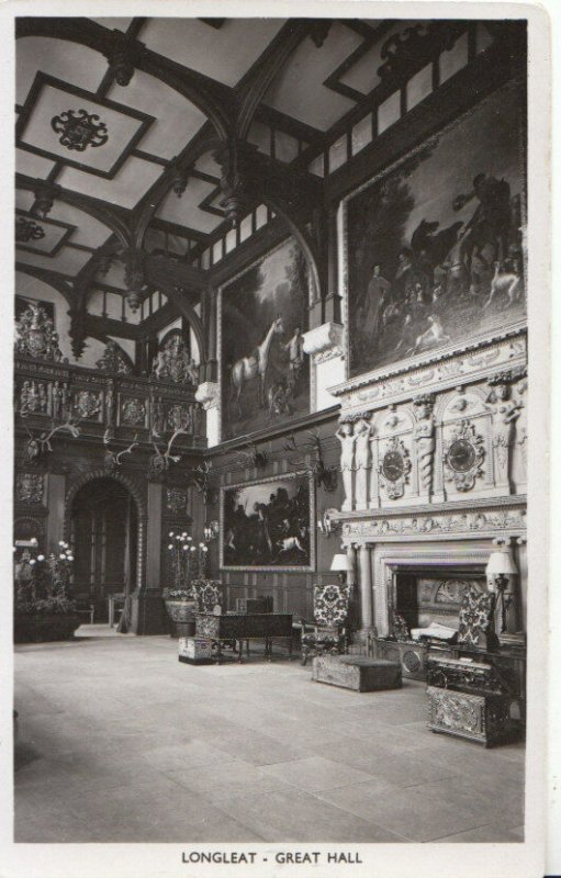 Wiltshire Postcard - Longleat - Great Hall - Real Photograph - Ref ZZ5475