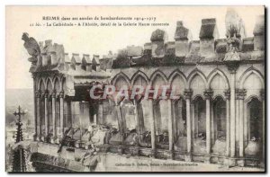Reims Cathedral Old Postcard After the Apse detail bombing of the high galler...