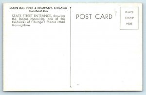 2 Postcards CHICAGO ~ Escalator MARSHALL FIELD Department Store Entrance c1940s