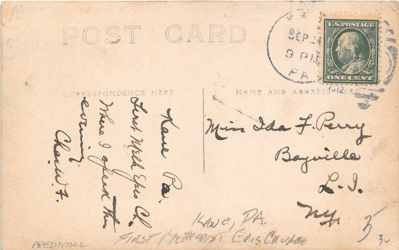 F93/ Kane Pennsylvania RPPC Postcard 1912 First Methodist Ep Church