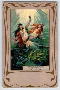 Mermaids Radiant Light Underwater Fantasy Postcard Tuck Wagner Opera 694 Unused