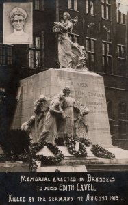 Memorial To Edith Cavell Nurse WW1 Antique Bruxelles Postcard