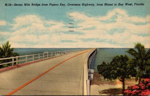 Florida Keys Seven Mile Bridge From Pigeon Key 1952 Curteich