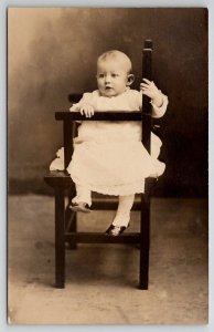 Adorable Baby Gladys Boynton in Chair Minnesota Postcard B30