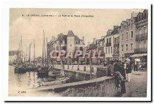 Croisic Postcard Old Port and Place d & # 39Aiguillon (very animated)