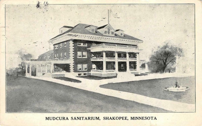 MUDCURA SANITARIUM Shakopee, MN Scott County 1911 Vintage Postcard
