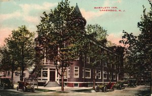 Vintage Postcard Bartlett Inn Hotel Building Cars Automobile Lakewood NJ