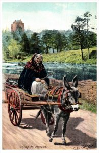 Irish  Woman riding  Donkey Cart   artist  John Carey