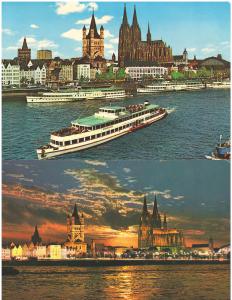 ON THE RHINE in GERMANY THE KOLN CHURCH AND WATERFRONT - LOT of 2 POSTCARDS (4)