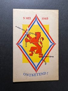 1945 Netherlands Holland Dutch Liberation Postcard Cut Chains Amsterdam