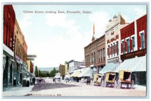 c1910 Center Street Looking East Pocatello Idaho ID Horse Carriage Postcard