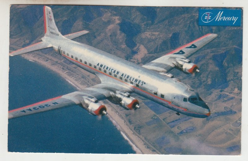 P2860 vintage postcard american airlines airplane DC-7 flagship in flight