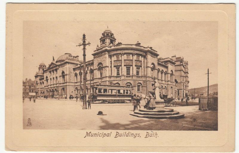 Somerset; Municipal Buildings, Bath PPC 1915, To Miss Moscham, Porton 