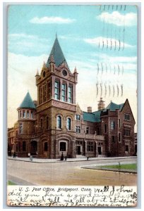 Bridgeport Connecticut CT Postcard US Post Office Exterior c1907 Vintage Antique