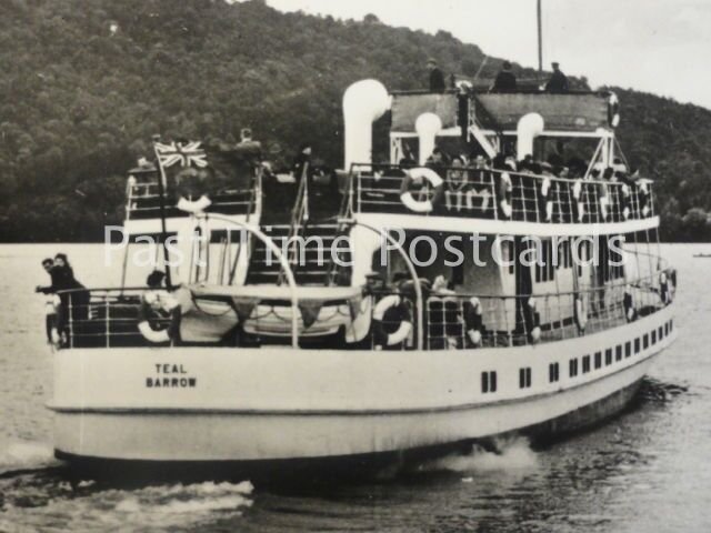 Cumbria LAKE DISTRICT The Ferry 'TEAL' Leaving Bowness Pier - Old RP Postcard