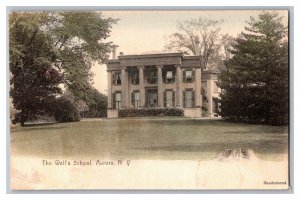 Postcard NY The Well's School Auroa N. Y. New York Hand Colored Card