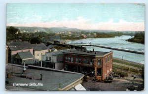 LIVERMORE FALLS, ME Maine ~ View of TOWN & RIVER 1910 Leighton Postcard